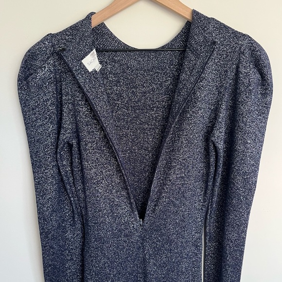 SACHIN & BABI Metallic Blue Long Sleeve Knee Length Occassion Dress Womens Small - Picture 7 of 12